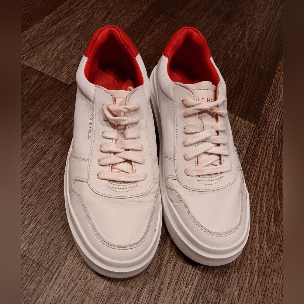 Cole Haan GrandPro Rally Court Womens 8.5 Shoes White Leather Sneakers Low Top